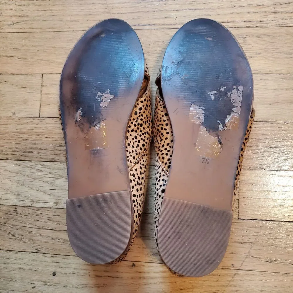 Madewell The Blaine CrissCross Spotted Calf Hair Leather Flats Women's 7 1/2